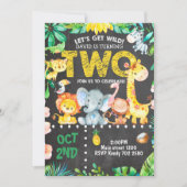 Safari Animaux 2e anniversaire Invitation Jungle Z (Devant)
