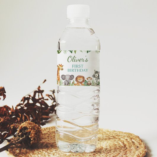 Safari Animaux Anniversaire Fête Étiquette bouteil