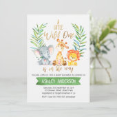 Safari Animaux Aquarelle Baby shower Invitation (Debout devant)
