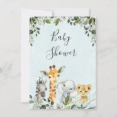 Safari Animaux avec Invitation Baby shower de Lion (Dos)