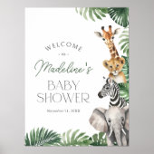 Safari Animaux Baby shower Affiche de bienvenue (Devant)