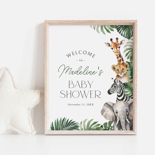 Safari Animaux Baby shower Affiche de bienvenue