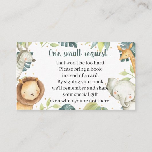 Safari Animaux Baby shower Carte de demande de rés (Devant)