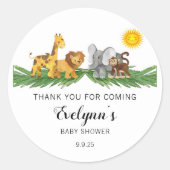 Safari Animaux Baby shower Classic Round Sticker (Devant)
