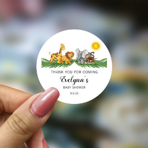 Safari Animaux Baby shower Classic Round Sticker