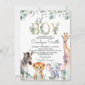 Safari Animaux Baby shower de verdure Invitation (Devant)