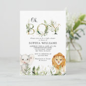 Safari Animaux Baby shower de verdure Invitation (Debout devant)