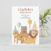 Safari Animaux Baby shower Invitation (Debout devant)