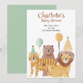 Safari Animaux Baby shower Invitation (Devant / Derrière)