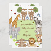 Safari Animaux Baby shower Invitation (Devant / Derrière)