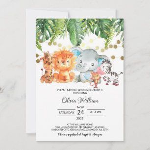 Safari Animaux Baby shower Invitation