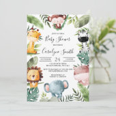 safari animaux baby shower invitation (Debout devant)