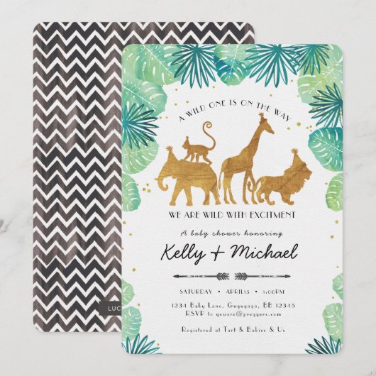 Safari Animaux Baby shower Invitation (Devant / Derrière)