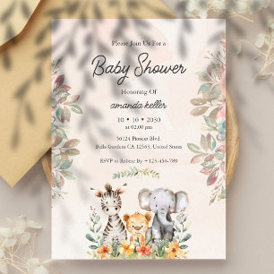 Safari Animaux Baby shower Invitation