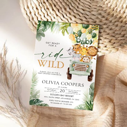 Safari Animaux Baby shower Invitation