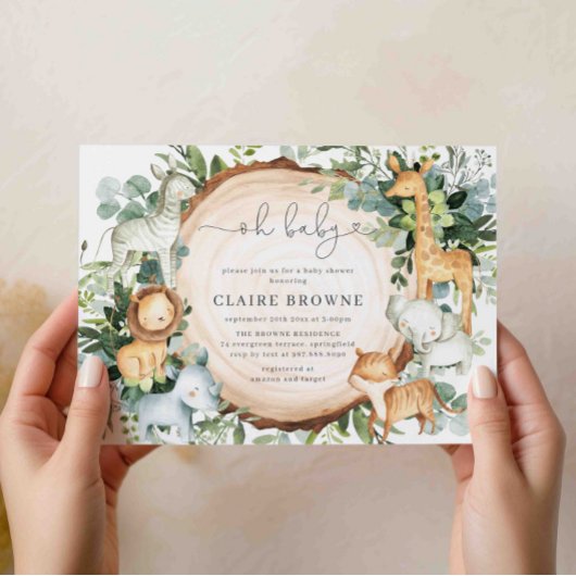 Safari Animaux Baby shower Invitation