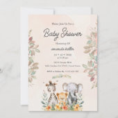 Safari Animaux Baby shower Invitation (Devant)