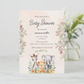 Safari Animaux Baby shower Invitation (Debout devant)