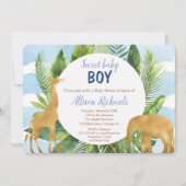 Safari animaux baby shower invitation garçon (Devant)