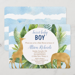 Safari animaux baby shower invitation garçon