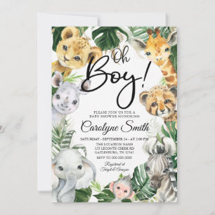 Safari Animaux Baby shower Invitation Garçon