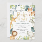 Safari Animaux Baby Shower Invitations (Devant)