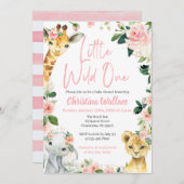 Safari Animaux Baby Shower Invitations pour les fi (Devant / Derrière)