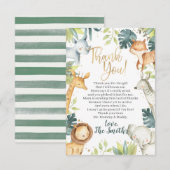 Safari Animaux Baby shower Merci Cartes (Devant / Derrière)