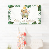 Safari Animaux Ballons Jaunes Bannière d'anniversa (En situation)