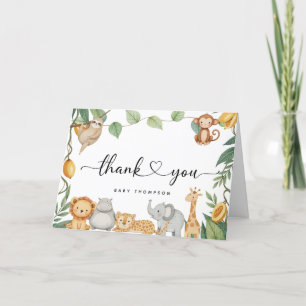 Safari Animaux Calligraphie Baby shower Merci