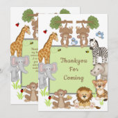 Safari Animaux Carte de remerciements Baby shower (Devant / Derrière)