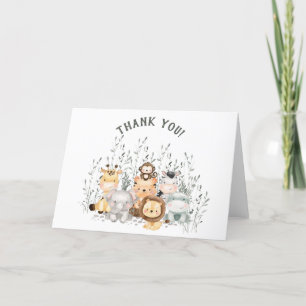 Safari Animaux Carte de remerciements Baby shower