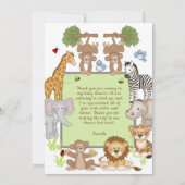 Safari Animaux Carte de remerciements Baby shower (Dos)