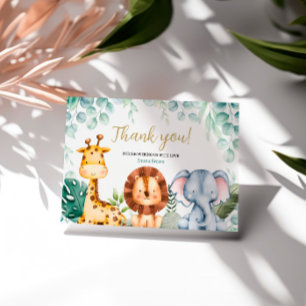 Safari Animaux Carte de remerciements Baby shower