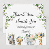 Safari Animaux Carte de remerciements Baby shower (Devant / Derrière)