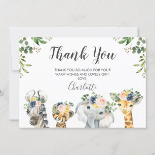 Safari Animaux Carte de remerciements Baby shower