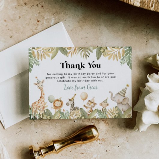 Safari Animaux Carte de remerciements Jungle Wild 