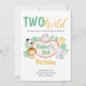 Safari animaux Deux Wild Birthday Invitation (Devant)