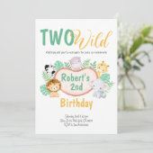 Safari animaux Deux Wild Birthday Invitation (Debout devant)
