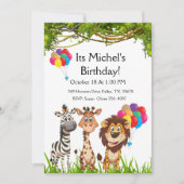Safari Animaux En Forêt Anniversaire Invitation (Devant)