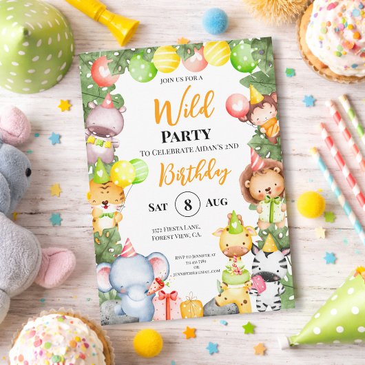 Safari Animaux Enfants Invitation