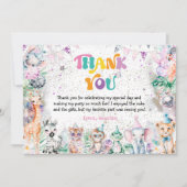 Safari Animaux Fille Carte de remerciements d'anni (Devant)