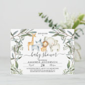 Safari Animaux Foliage Baby shower Invitation (Debout devant)