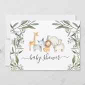 Safari Animaux Foliage Baby shower Invitation (Dos)