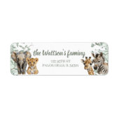 Safari animaux garçon baby shower étiquettes de ad (Devant)