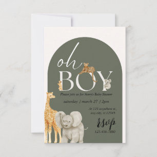 Safari Animaux Garçon Baby shower Invitation Oh Ga