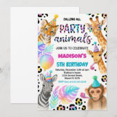 Safari Animaux Invitation Anniversaire (Devant / Derrière)