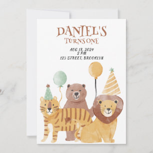 Safari Animaux Invitation Anniversaire