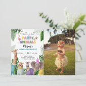 Safari Animaux Invitation Anniversaire Avec Photo (Debout devant)