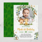 Safari Animaux Invitation Anniversaire Wild One Pa (Devant / Derrière)